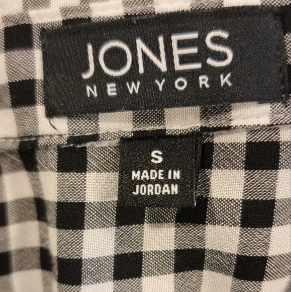 Jones New York checker print button down top with front tie size S - Picture 5 of 9